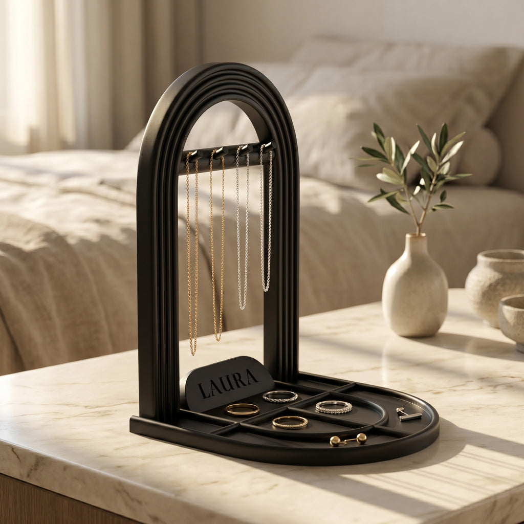 Personalized Jewelry Stand – Custom Name Necklace & Ring Organizer