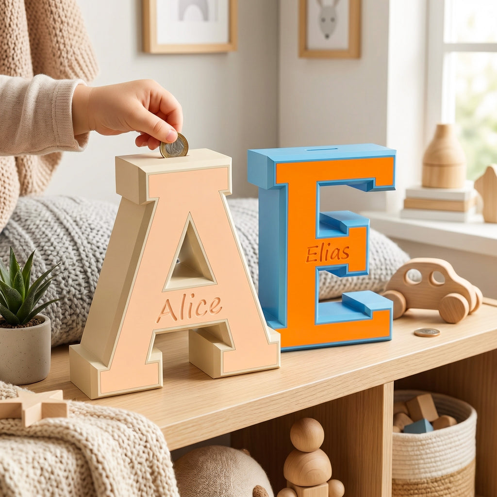Personalized Letter Piggy Bank – Custom Initial Money Box