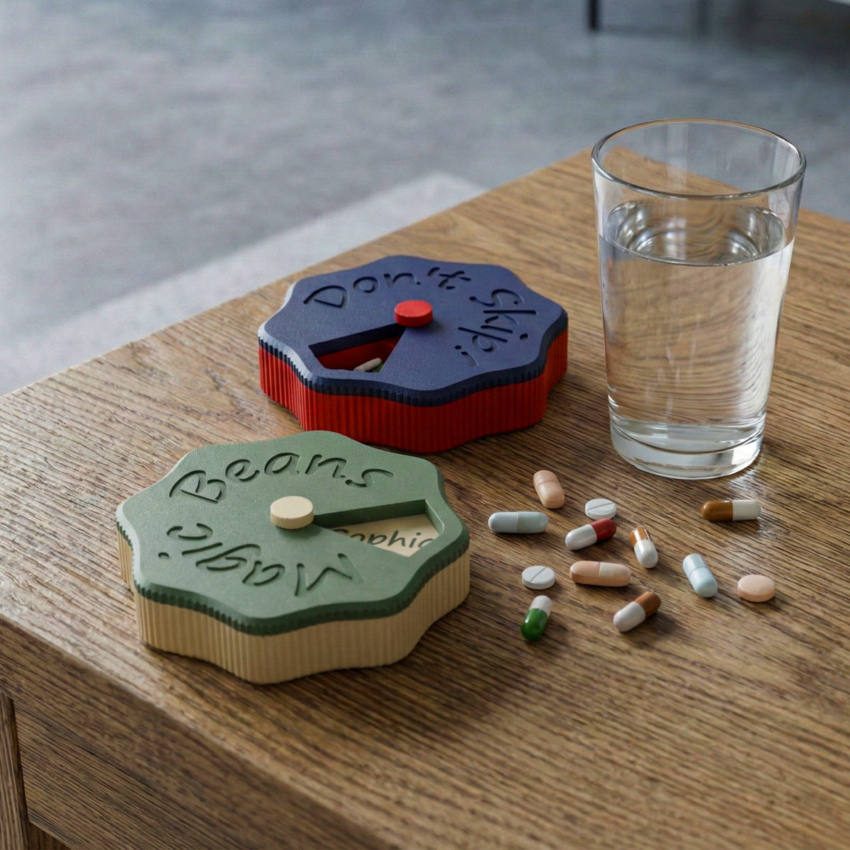 Personalized Weekly Pill Organizer with Magnetic Lid