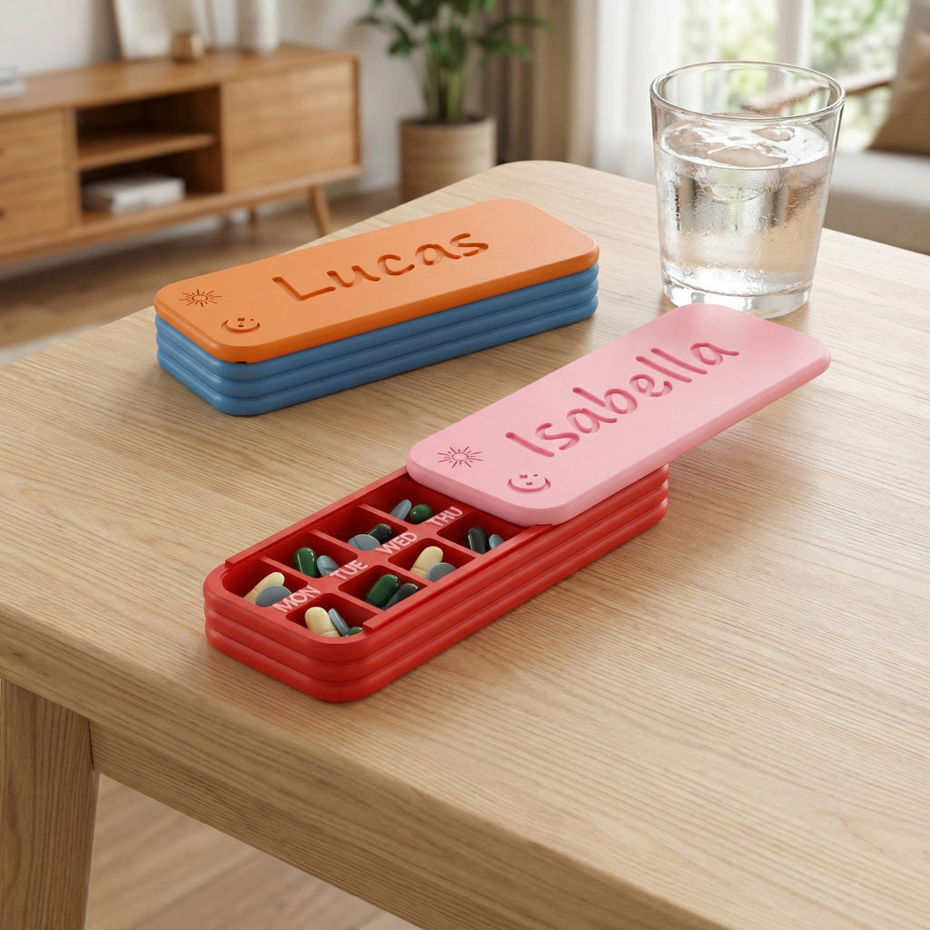 Personalized Travel Pill Organizer with Custom Name - Layered Design