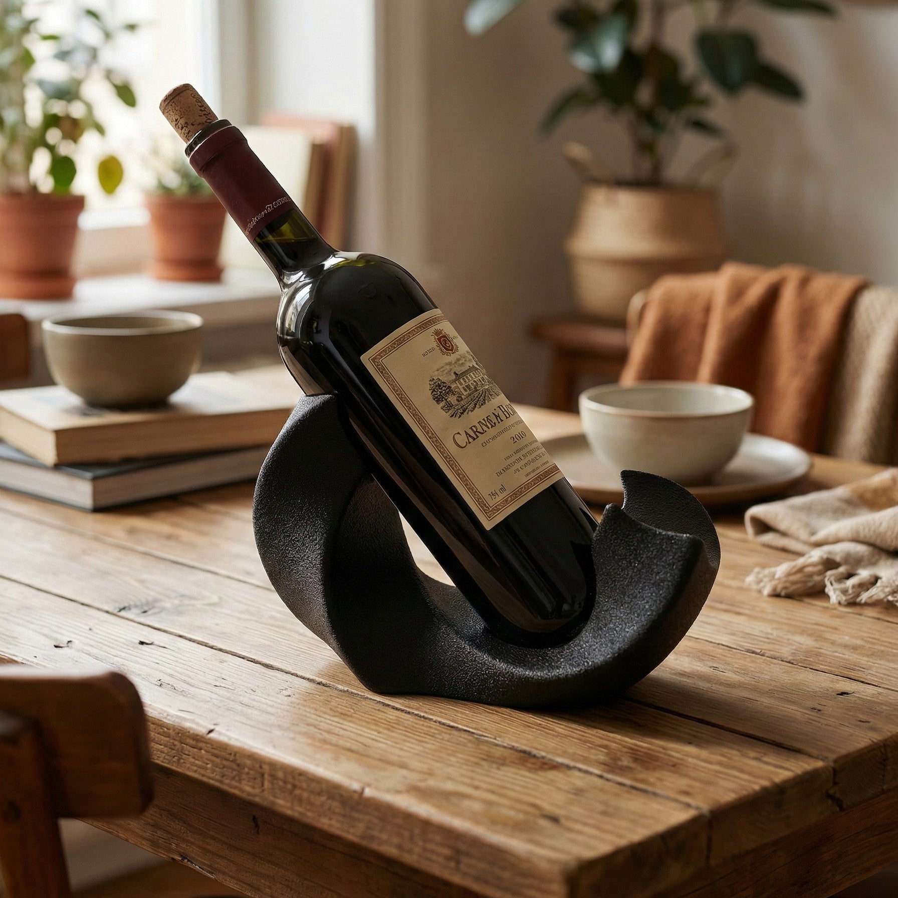 Minimalist Wine Bottle Holder – Modern Decorative Stand