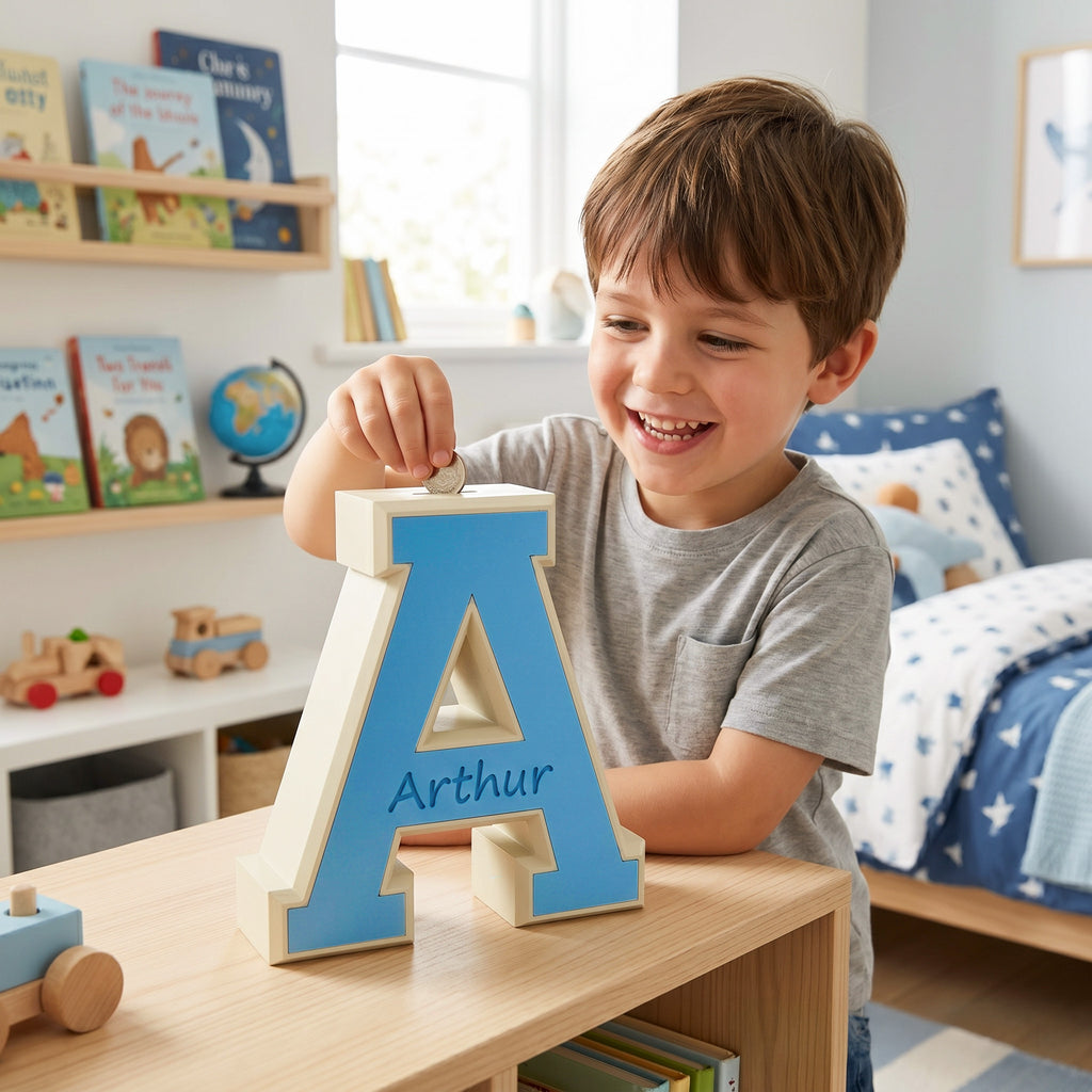 Personalized Letter Piggy Bank – Custom Initial Money Box