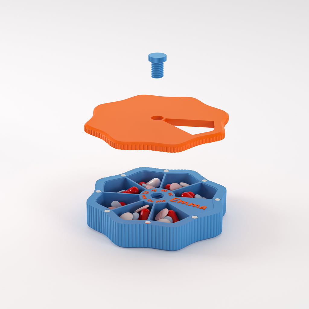 Personalized Weekly Pill Organizer with Magnetic Lid