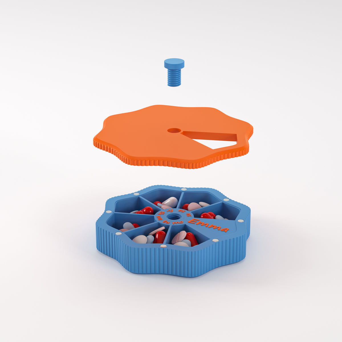 Personalized Weekly Pill Organizer with Magnetic Lid