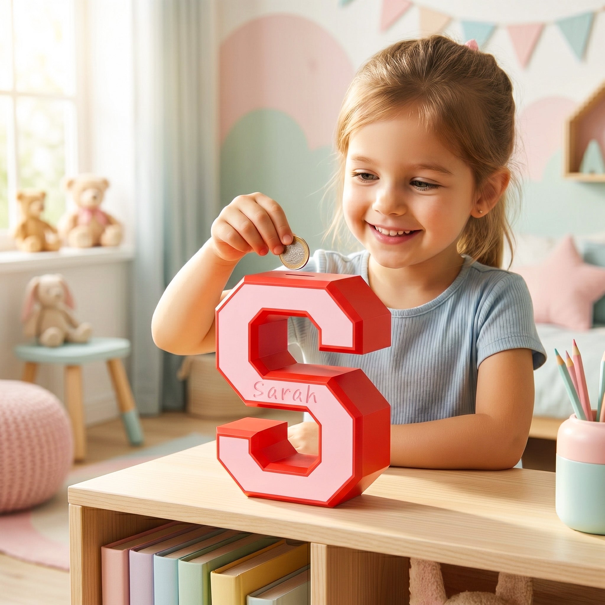 Personalized Letter Piggy Bank – Custom Initial Money Box