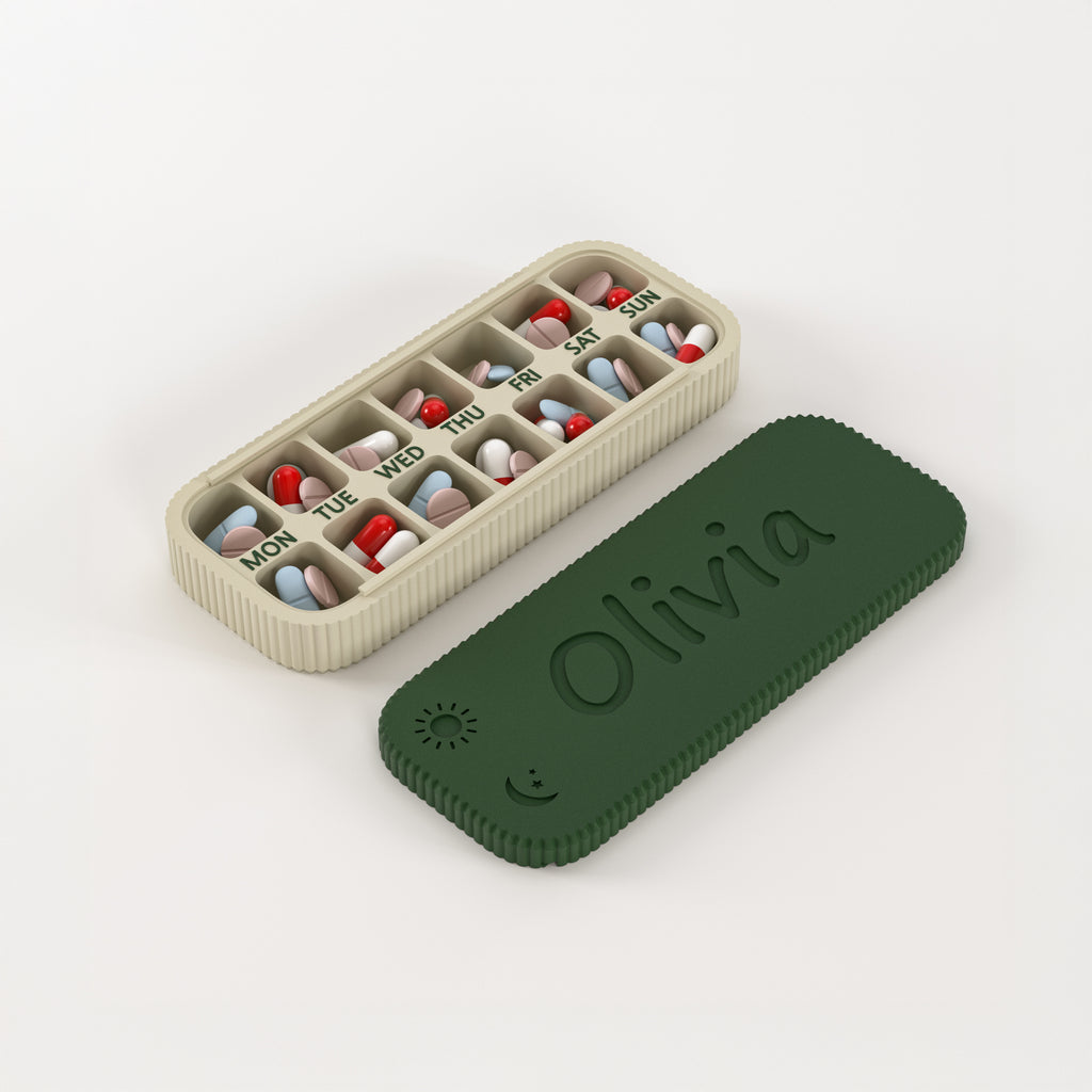 Personalized Weekly Pill Organizer – Travel 7-Day AM/PM Case