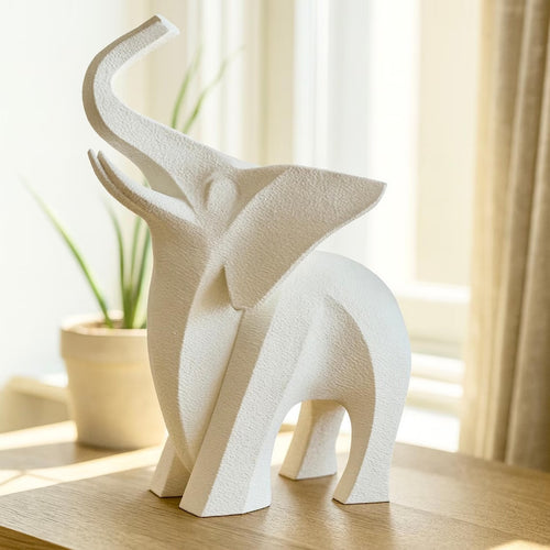 Modern Elephant Statue – Geometric Minimalist Sculpture