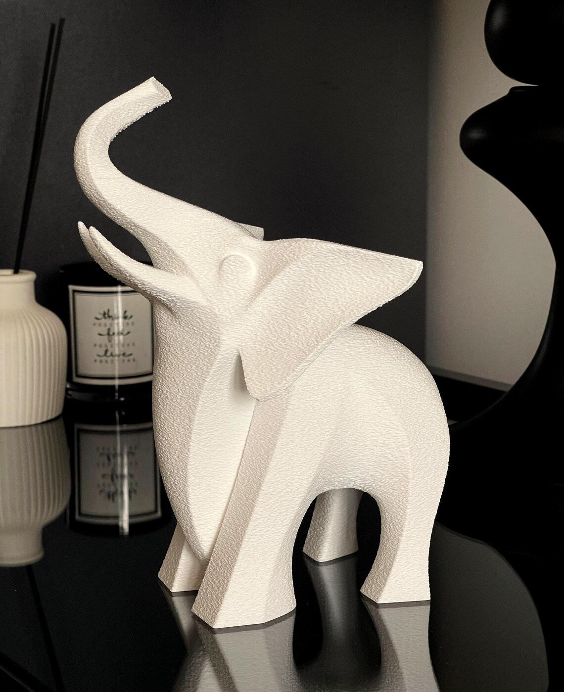 Modern Elephant Statue – Geometric Minimalist Sculpture