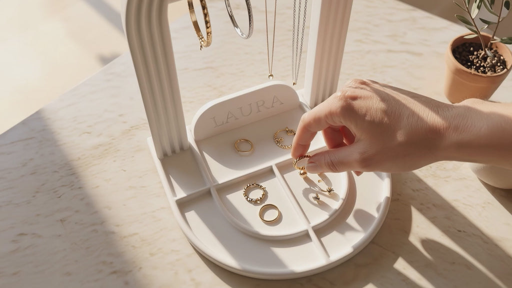 Personalized Jewelry Stand – Custom Name Necklace & Ring Organizer