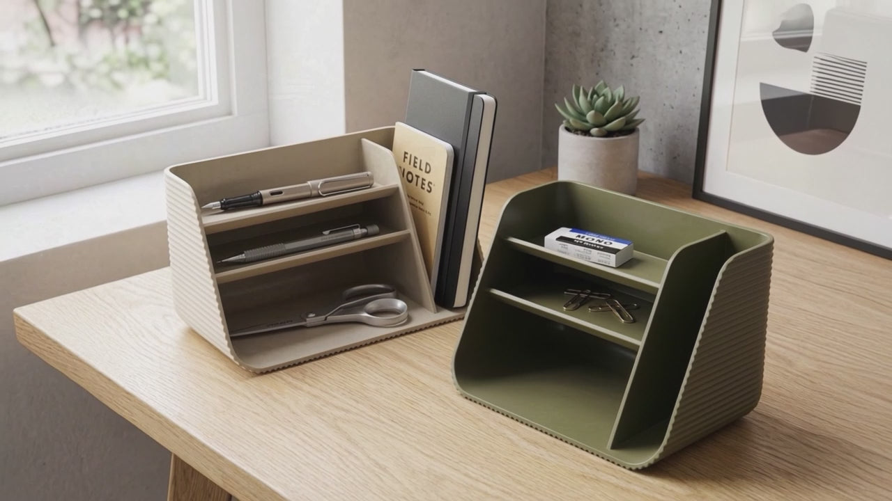 Modern Ribbed Desk Organizer & Pen Holder